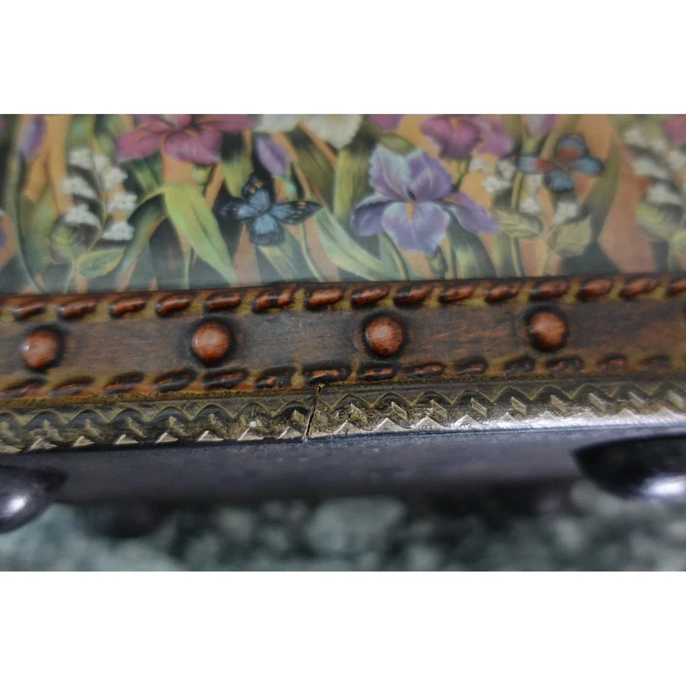 vintage woven‎ metal bird basket trinket storage with lid